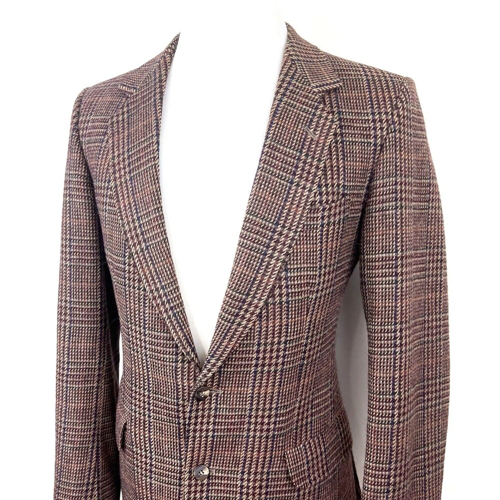 VTG Magee Donegal Mist Tweed 40L Maroon Beige Plaid Sport Coat Mohair Cashmere